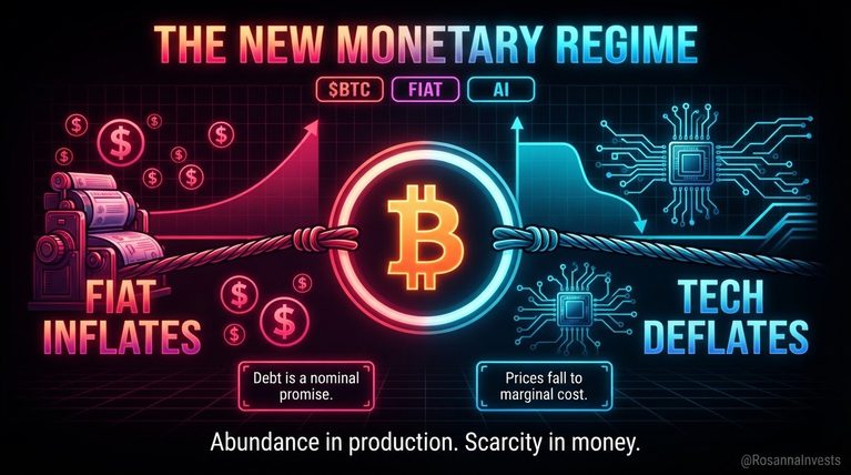 The New Monetary Regime: Fiat Inflates, Tech Deflates